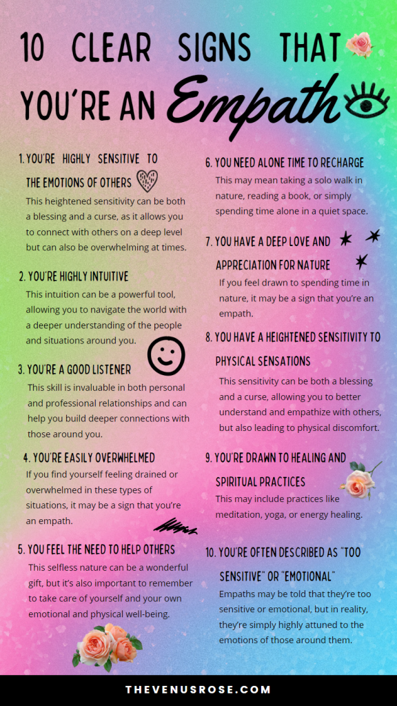 An infographic that illustrates the 10 signs that you're an empath